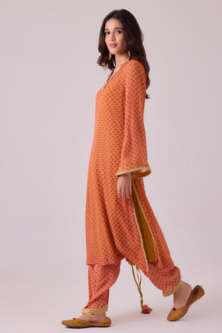 Multicolor georgette kurti and crepe salwar