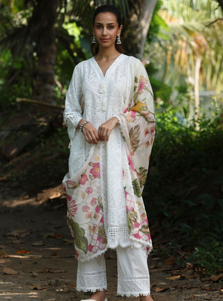 White malgudi days aaira kurta set
