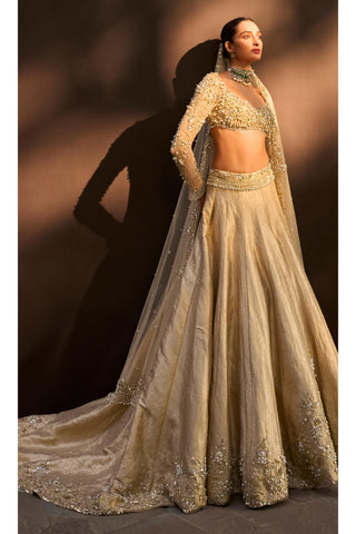 Brocade Lehenga Set Indian Wedding Beige Brocade by Tamanna Punjabi Kapoor