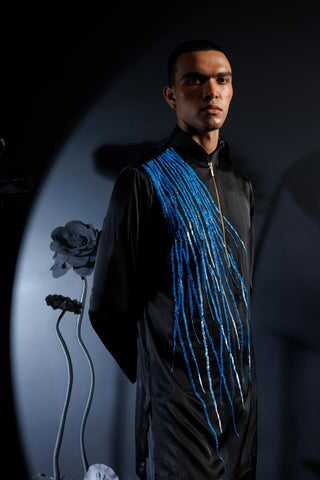 Black feather of phoenix kurta with pants