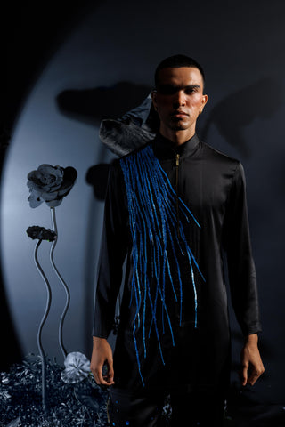 Black feather of phoenix kurta with pants