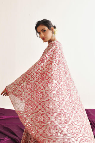 Red Cape Set for Indian Weddings – One Shoulder Hexagon by Twenty Nine