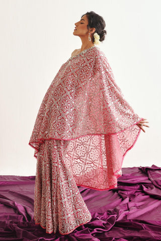 Red Cape Set for Indian Weddings – One Shoulder Hexagon by Twenty Nine