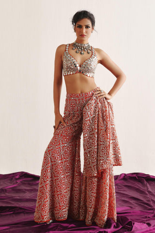 Cape Jacket Set for Indian Wedding – Red Cape Sleeves Jacket by Twenty Nine