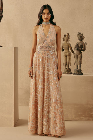 Mirrorwork Dress Set Contemporary Wear – Pink Halter by Twenty Nine