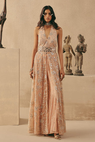 Mirrorwork Dress Set Contemporary Wear – Pink Halter by Twenty Nine