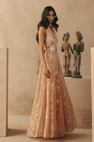 Mirrorwork Dress Set Contemporary Wear – Pink Halter by Twenty Nine