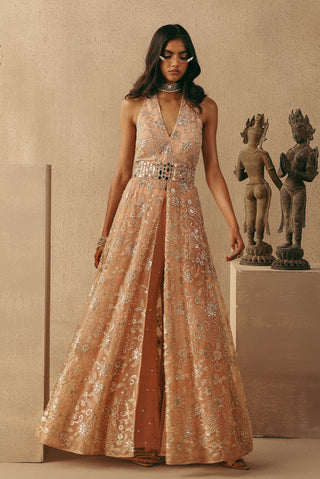 Mirrorwork Dress Set Contemporary Wear – Pink Halter by Twenty Nine