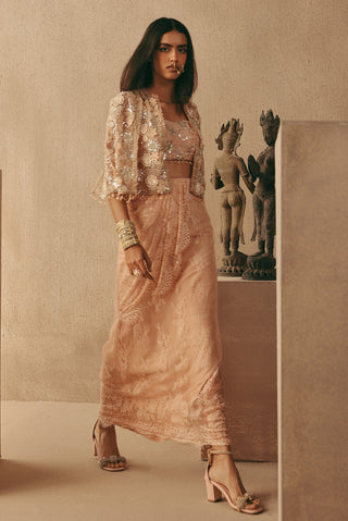 Mirrorwork Cape Jacket Set Indian Wedding Pink Cape Jacket by Twenty Nine