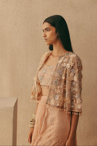 Mirrorwork Cape Jacket Set Indian Wedding Pink Cape Jacket by Twenty Nine