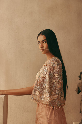 Mirrorwork Cape Jacket Set Indian Wedding Pink Cape Jacket by Twenty Nine