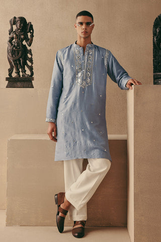 Blue Kurta Set for Indian Wedding – Mirror & Zari by Twenty Nine