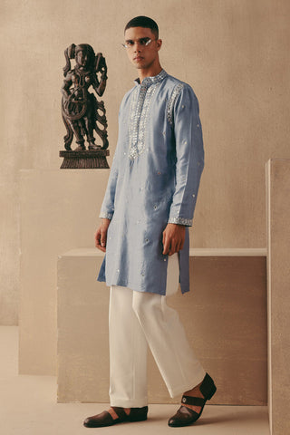 Blue Kurta Set for Indian Wedding – Mirror & Zari by Twenty Nine