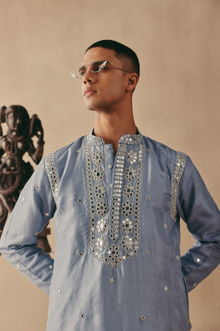 Blue Kurta Set for Indian Wedding – Mirror & Zari by Twenty Nine