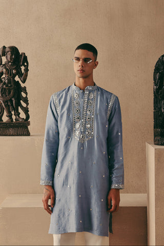 Blue Kurta Set for Indian Wedding – Mirror & Zari by Twenty Nine