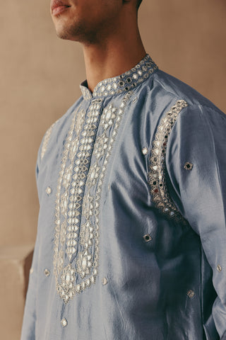 Blue Kurta Set for Indian Wedding – Mirror & Zari by Twenty Nine