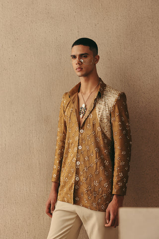 Brown Kurta Set for Indian Wedding – Shibori Bandhani by Twenty Nine