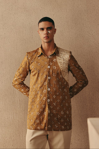 Brown Kurta Set for Indian Wedding – Shibori Bandhani by Twenty Nine