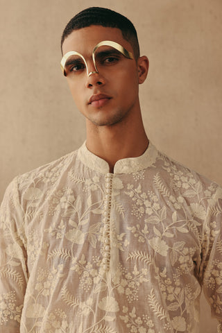 Kurta Set Indian Wedding – Ivory Chikankari by Twenty Nine