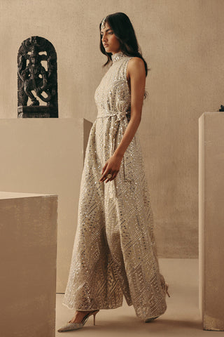 Mirrorwork Jumpsuit Contemporary Wear – Ivory by Twenty Nine