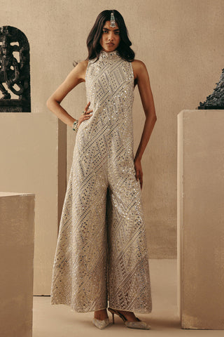 Mirrorwork Jumpsuit Contemporary Wear – Ivory by Twenty Nine
