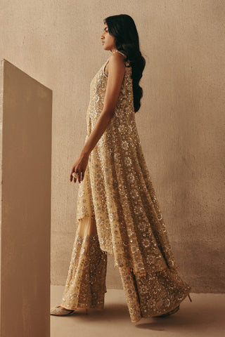 Mirrorwork Sherwani Set Indian Wedding Gold Asym Sherwani by Twenty Nine