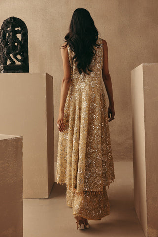 Mirrorwork Sherwani Set Indian Wedding Gold Asym Sherwani by Twenty Nine