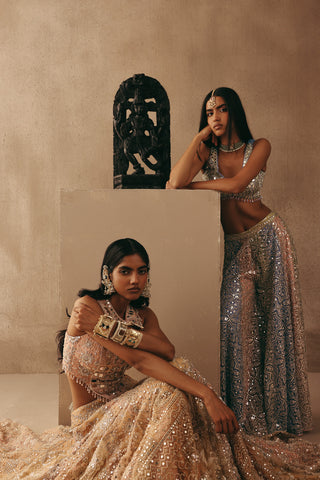 Sharara Set Indian Wedding – Blue Mirrorwork by Twenty Nine