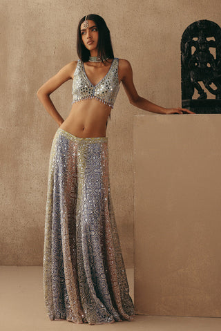 Sharara Set Indian Wedding – Blue Mirrorwork by Twenty Nine