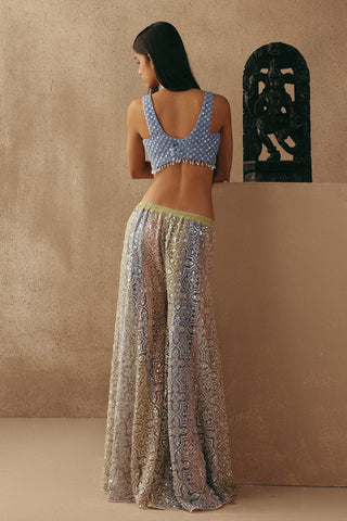 Sharara Set Indian Wedding – Blue Mirrorwork by Twenty Nine