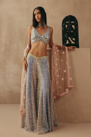 Sharara Set Indian Wedding – Blue Mirrorwork by Twenty Nine