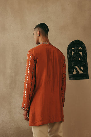 Orange Kurta Set for Indian Wedding – Mirrorwork Style by Twenty Nine