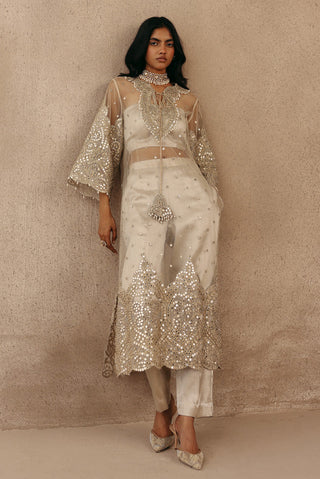 Silver Kurta Set for Indian Wedding – Zari Mirrorwork Elegance by Twenty Nine