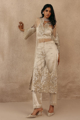 Silver Kurta Set for Indian Wedding – Zari Mirrorwork Elegance by Twenty Nine