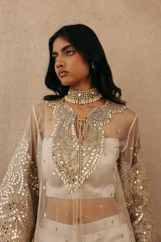 Silver Kurta Set for Indian Wedding – Zari Mirrorwork Elegance by Twenty Nine