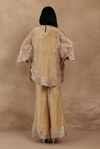Gold Kurta Set for Indian Wedding – Zari Mirrorwork Bellbottom by Twenty Nine