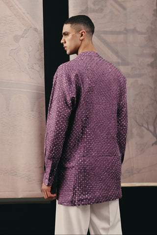 Purple Kurta Set for Indian Wedding – Short Silk Bandhani by Twenty Nine