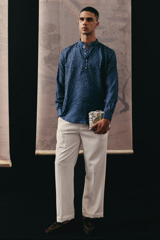 Blue Kurta Set for Indian Wedding – Silk Rai Bandhani Style by Twenty Nine