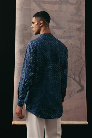 Blue Kurta Set for Indian Wedding – Silk Rai Bandhani Style by Twenty Nine