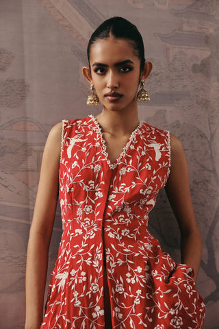 Peplum Set Contemporary Wear – Red Gaara Palazzo by Twenty Nine