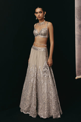 Lehenga Set Indian Wedding – Silver Zari Jacket by Twenty Nine