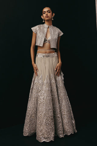 Lehenga Set Indian Wedding – Silver Zari Jacket by Twenty Nine