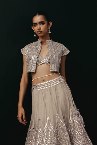 Lehenga Set Indian Wedding – Silver Zari Jacket by Twenty Nine