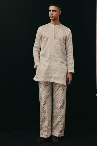 Kurta Set Indian Wedding – Ivory Tissue Chanderi by Twenty Nine
