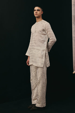 Kurta Set Indian Wedding – Ivory Tissue Chanderi by Twenty Nine