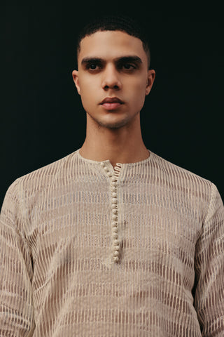 Kurta Set Indian Wedding – Ivory Tissue Chanderi by Twenty Nine