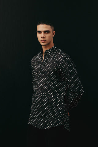 Black Kurta Set for Indian Wedding – Silk Rai Bandhani by Twenty Nine