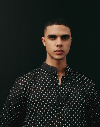 Black Kurta Set for Indian Wedding – Silk Rai Bandhani by Twenty Nine