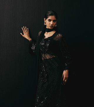 Black Kurta Set for Indian Wedding – Mirrorwork Festive Style by Twenty Nine