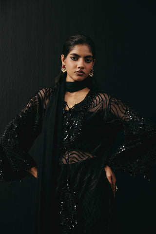 Black Kurta Set for Indian Wedding – Mirrorwork Festive Style by Twenty Nine